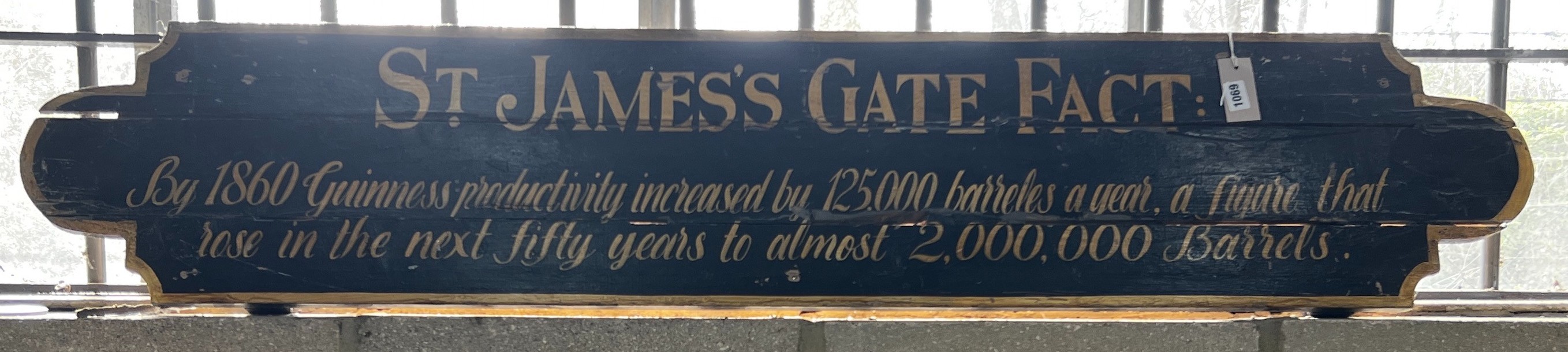A St James Gate, Guinness brewery sign, length 154cm